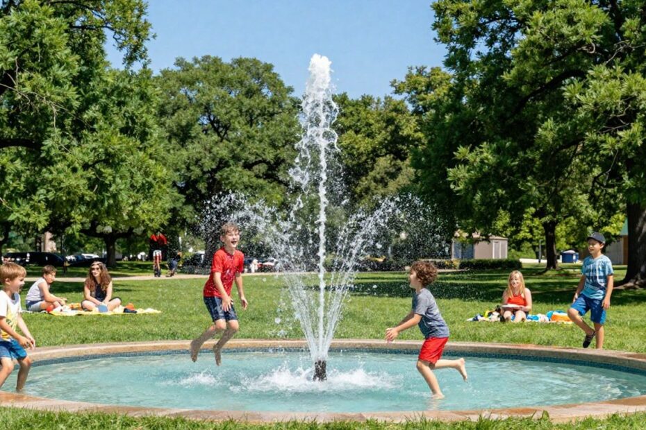 Family having fun outdoors in Austin on a sunny weekend.